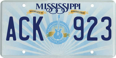 MS license plate ACK923