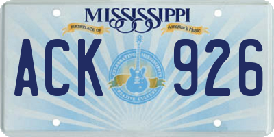 MS license plate ACK926