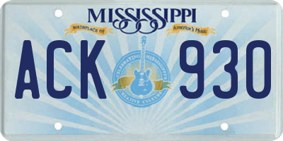 MS license plate ACK930