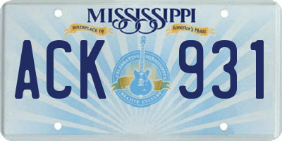 MS license plate ACK931