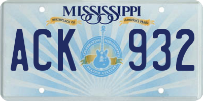 MS license plate ACK932