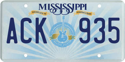 MS license plate ACK935