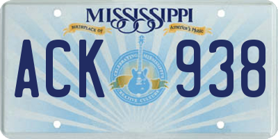 MS license plate ACK938