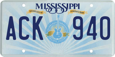MS license plate ACK940