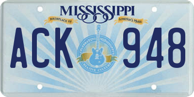 MS license plate ACK948
