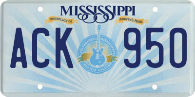 MS license plate ACK950