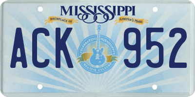 MS license plate ACK952