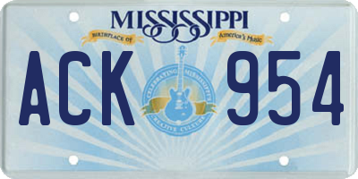 MS license plate ACK954