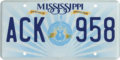 MS license plate ACK958