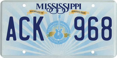 MS license plate ACK968