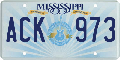 MS license plate ACK973