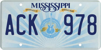MS license plate ACK978