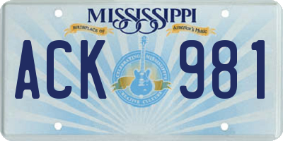 MS license plate ACK981