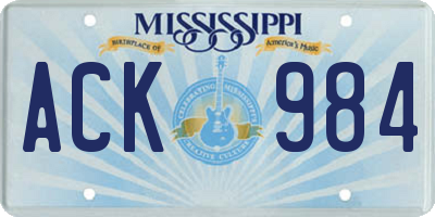 MS license plate ACK984