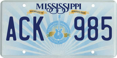 MS license plate ACK985