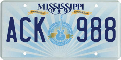 MS license plate ACK988