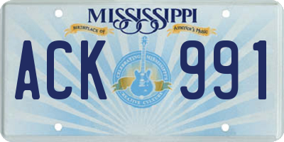 MS license plate ACK991
