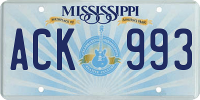 MS license plate ACK993