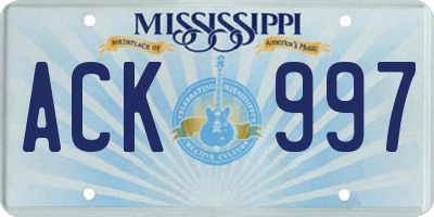 MS license plate ACK997
