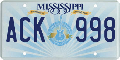 MS license plate ACK998