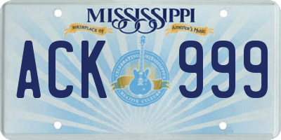 MS license plate ACK999