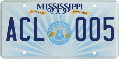 MS license plate ACL005