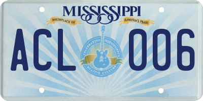 MS license plate ACL006