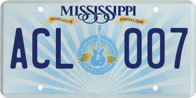 MS license plate ACL007