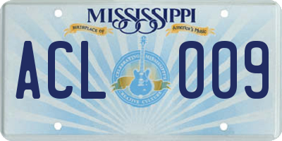 MS license plate ACL009