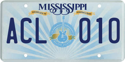 MS license plate ACL010