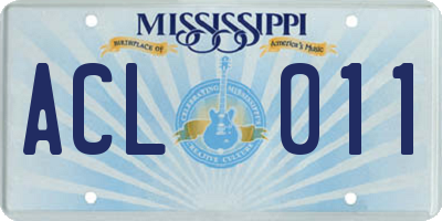 MS license plate ACL011