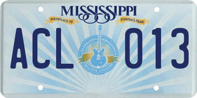 MS license plate ACL013