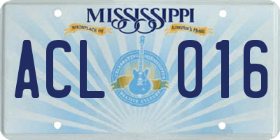 MS license plate ACL016