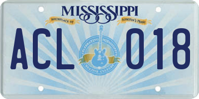 MS license plate ACL018