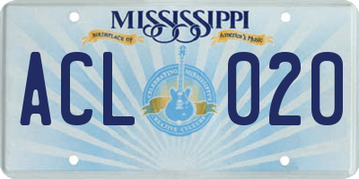 MS license plate ACL020