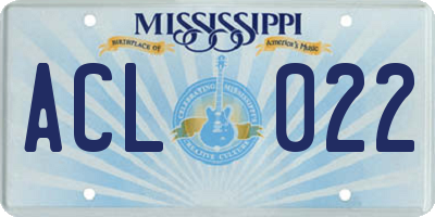 MS license plate ACL022