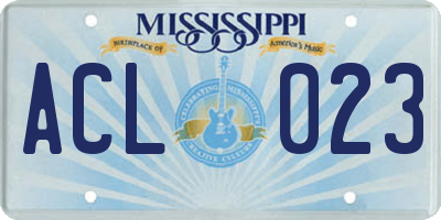MS license plate ACL023