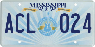 MS license plate ACL024