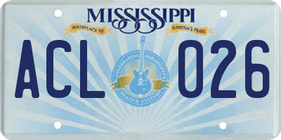 MS license plate ACL026