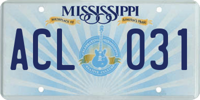 MS license plate ACL031