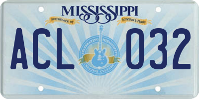 MS license plate ACL032