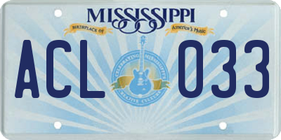 MS license plate ACL033