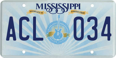 MS license plate ACL034