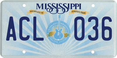 MS license plate ACL036