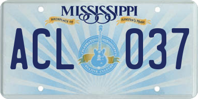 MS license plate ACL037