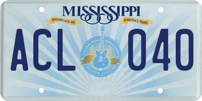 MS license plate ACL040