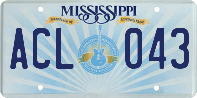 MS license plate ACL043