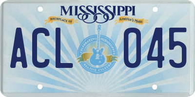 MS license plate ACL045