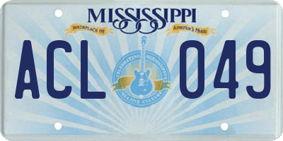 MS license plate ACL049