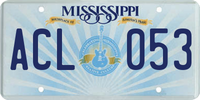 MS license plate ACL053